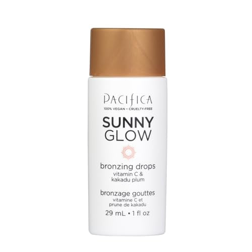 Pacifica Sunny Glow Liquid Face Bronzer Drops - Face Makeup Bronzing For Face & Cheeks for Instant Sun-Kissed Glow - Vitamin C & Glycolic Acid Infused Liquid Bronzer Illuminating Highlighting Clean