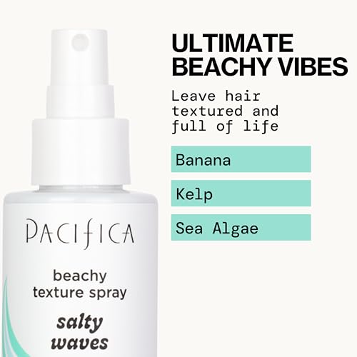 Pacifica Beauty, Salty Waves Texture Sea Salt Spray for Hair, Beachy Waves, Wavy Hair Products, Hydrating, Banana Scent, Curl Enhancing, Paraben Free, Sulfate Free, Vegan & Cruelty Free
