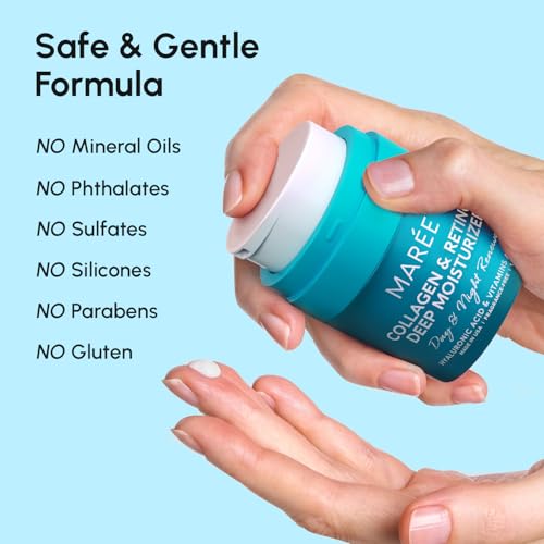 MAREE Face Moisturizer Retinol Cream for Face - Wrinkle Cream for Women - Anti Aging Face Cream - Facial Moisturizer with Collagen - Crema Hidratante Para la Cara for Skin Tightening