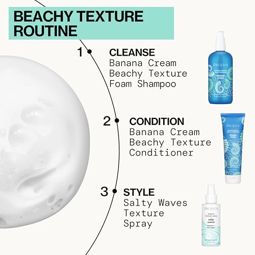Pacifica Beauty, Salty Waves Texture Sea Salt Spray for Hair, Beachy Waves, Wavy Hair Products, Hydrating, Banana Scent, Curl Enhancing, Paraben Free, Sulfate Free, Vegan & Cruelty Free