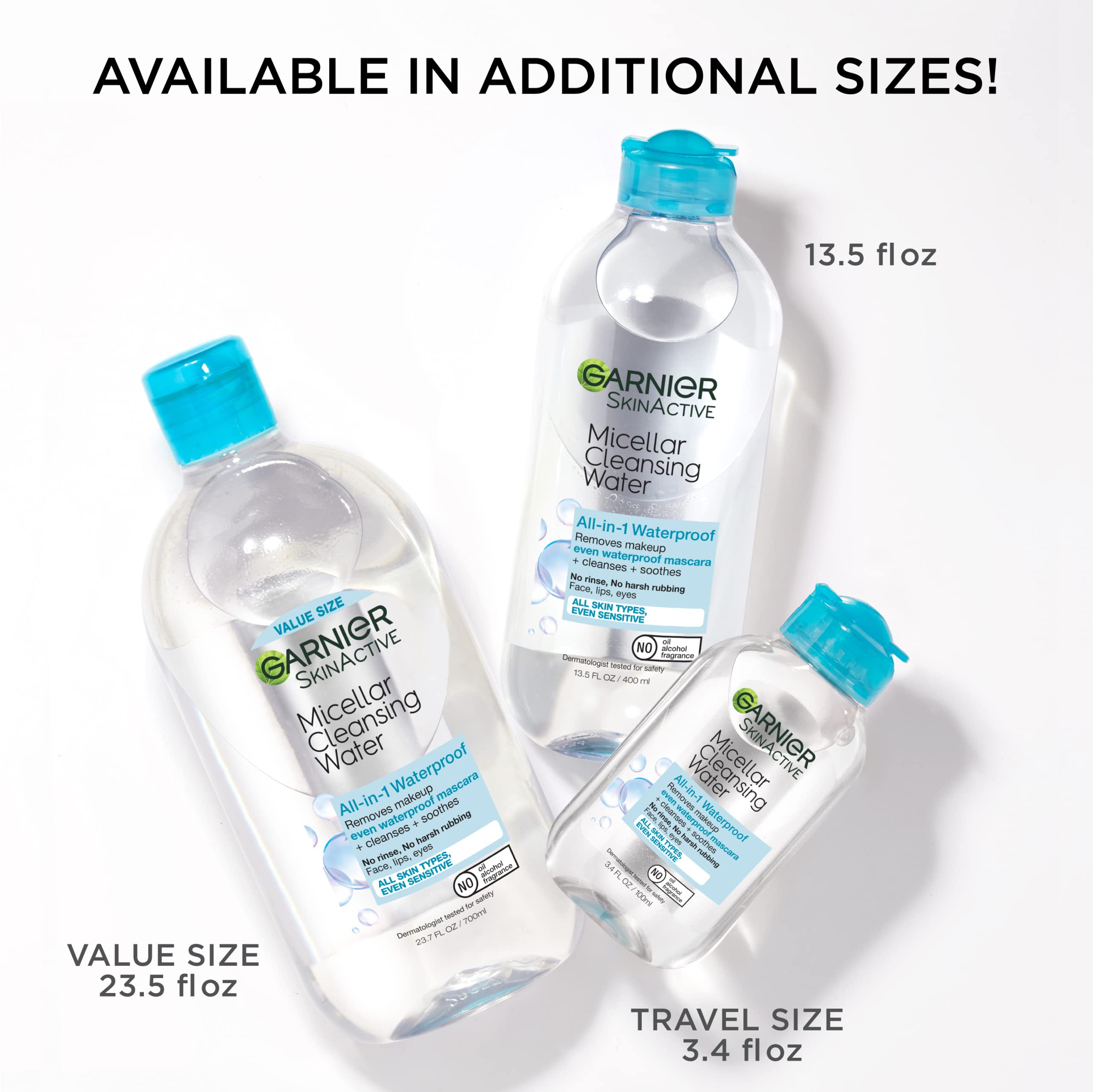 Garnier Micellar Water for Waterproof Makeup, Hydrating Facial Cleanser & Makeup Remover, Suitable for Sensitive Skin, Vegan, Cruelty Free, 13.5 Fl Oz (400mL), 2 Count