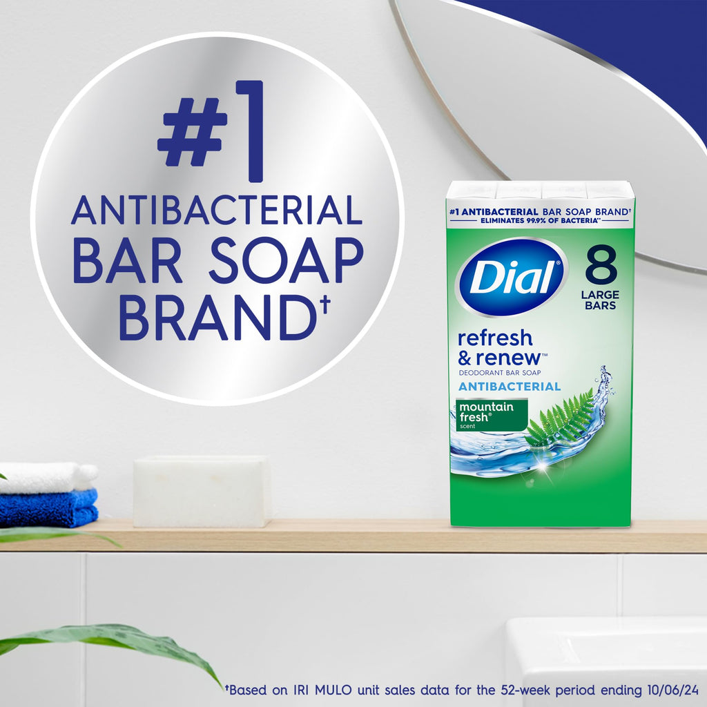 Dial Antibacterial Deodorant Bar Soap, Advanced Clean, Gold, 4 Oz, 32 Bars