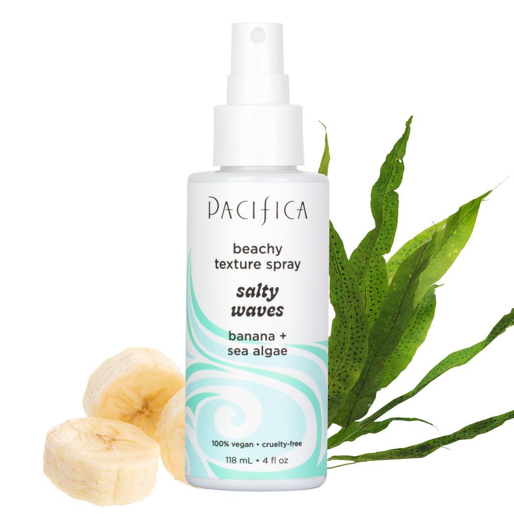 Pacifica Beauty, Salty Waves Texture Sea Salt Spray for Hair, Beachy Waves, Wavy Hair Products, Hydrating, Banana Scent, Curl Enhancing, Paraben Free, Sulfate Free, Vegan & Cruelty Free