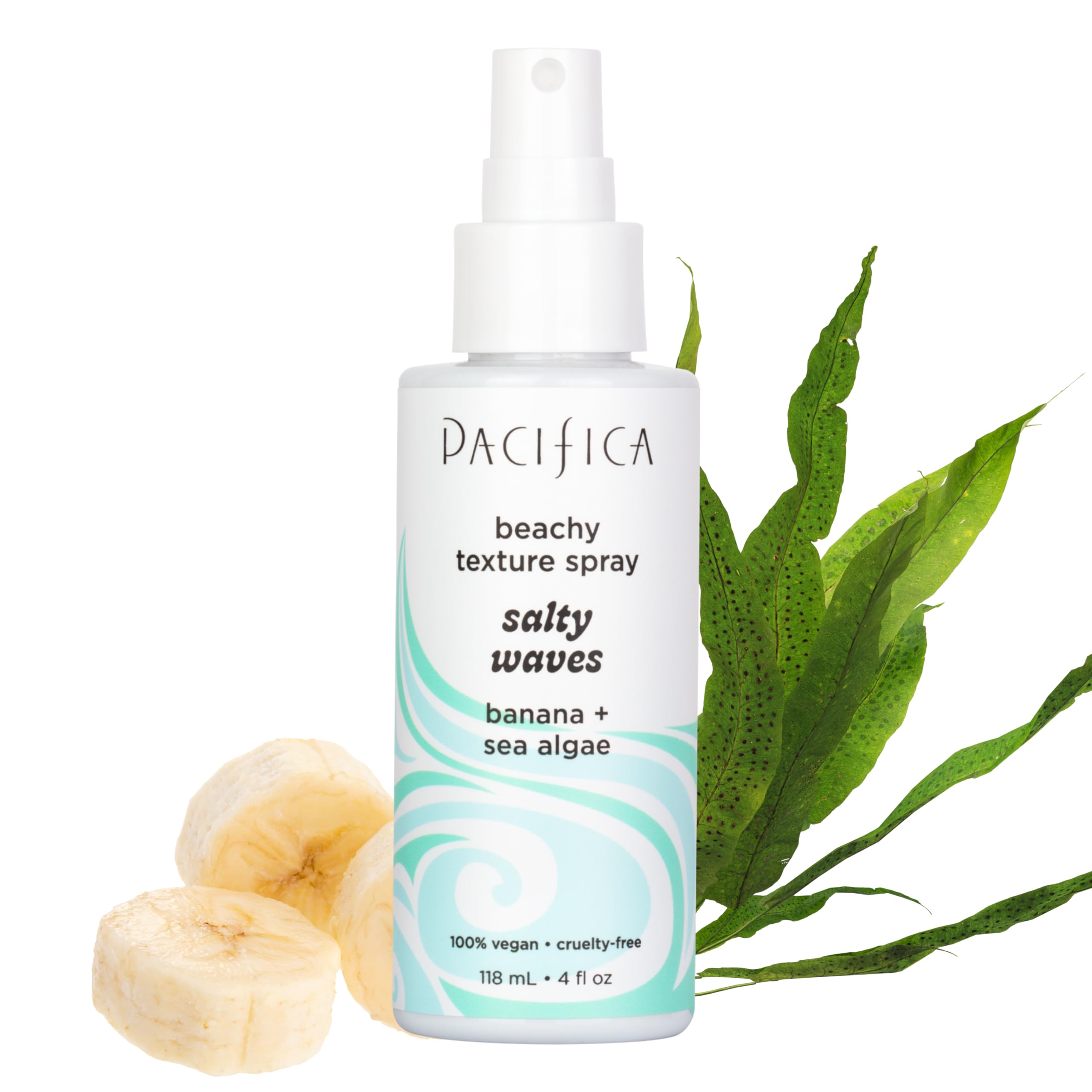 Pacifica Beauty, Salty Waves Texture Sea Salt Spray for Hair, Beachy Waves, Wavy Hair Products, Hydrating, Banana Scent, Curl Enhancing, Paraben Free, Sulfate Free, Vegan & Cruelty Free