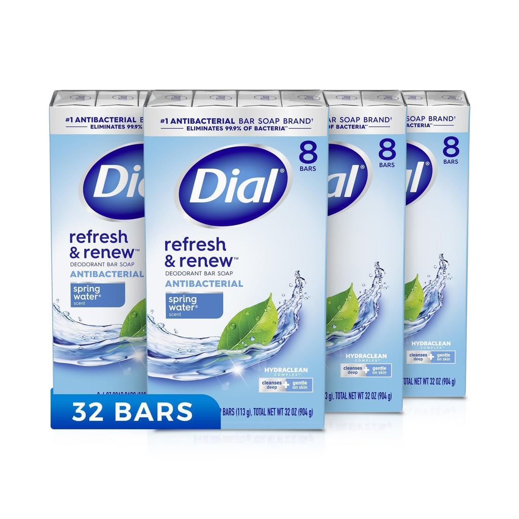 Dial Antibacterial Deodorant Bar Soap, Advanced Clean, Gold, 4 Oz, 32 Bars