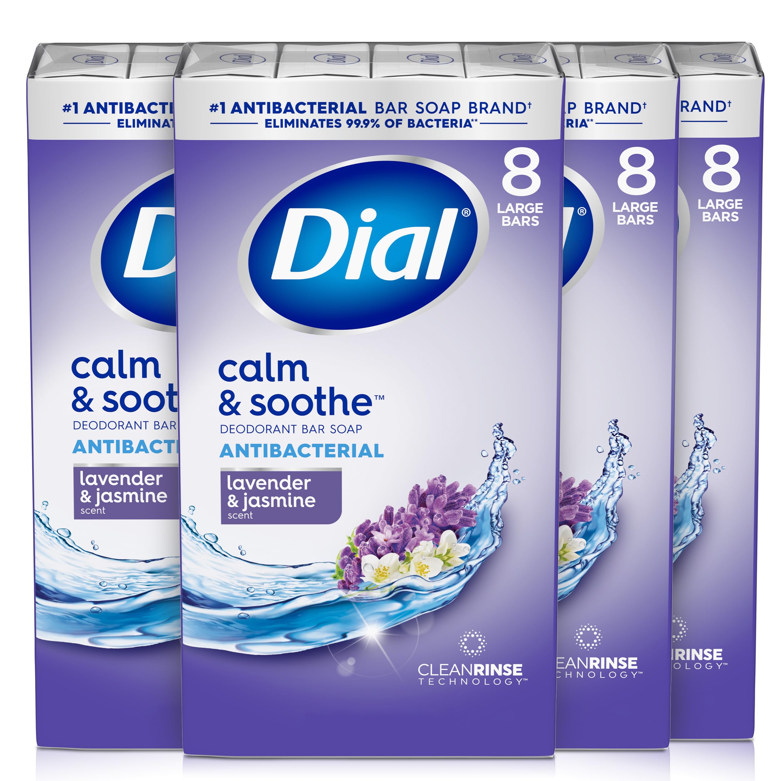 Dial Antibacterial Deodorant Bar Soap, Advanced Clean, Gold, 4 Oz, 32 Bars