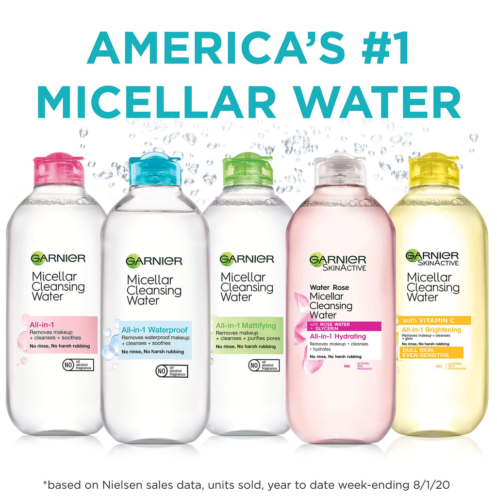 Garnier Micellar Water for Waterproof Makeup, Hydrating Facial Cleanser & Makeup Remover, Suitable for Sensitive Skin, Vegan, Cruelty Free, 13.5 Fl Oz (400mL), 2 Count