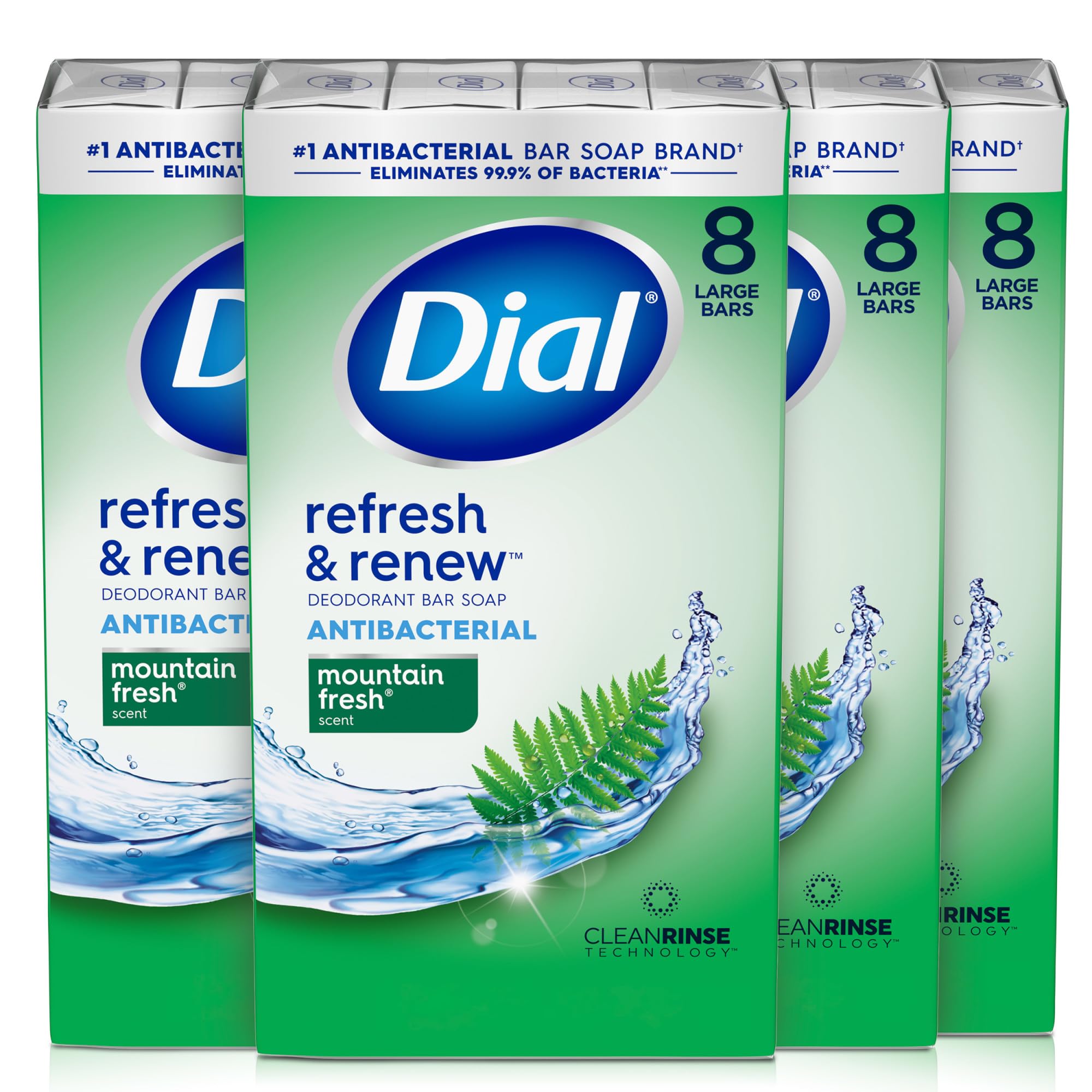 Dial Antibacterial Deodorant Bar Soap, Advanced Clean, Gold, 4 Oz, 32 Bars