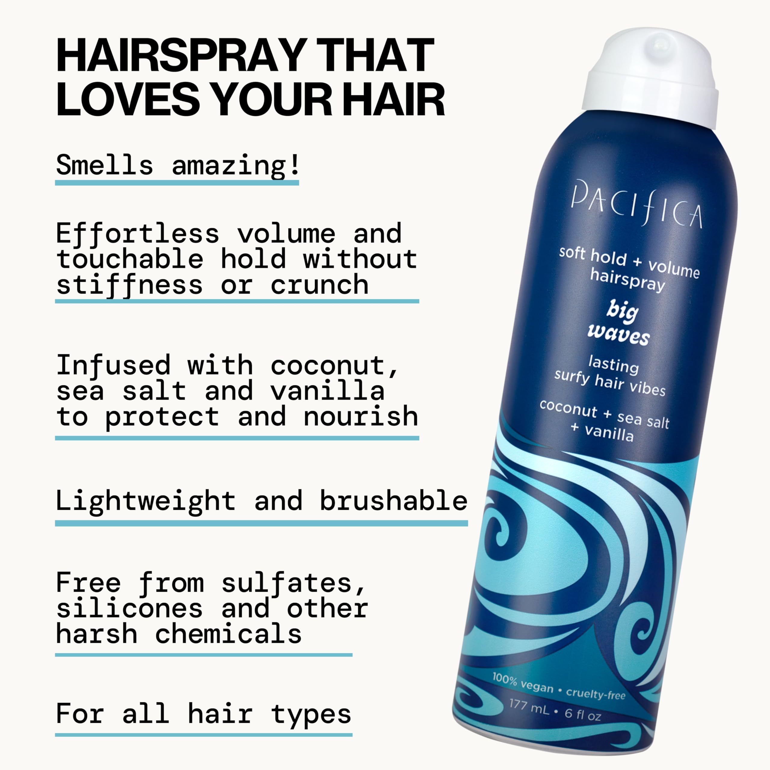 Pacifica Beauty, Salty Waves Texture Sea Salt Spray for Hair, Beachy Waves, Wavy Hair Products, Hydrating, Banana Scent, Curl Enhancing, Paraben Free, Sulfate Free, Vegan & Cruelty Free