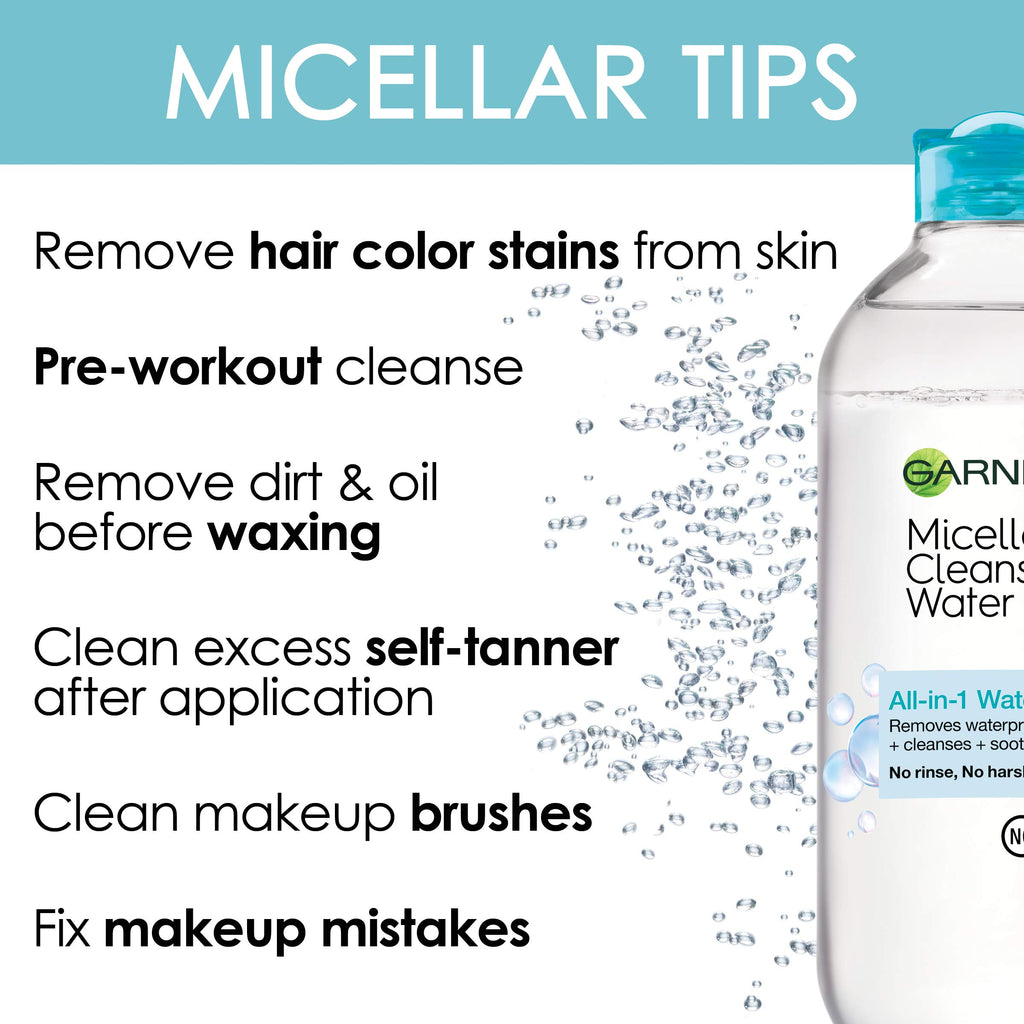 Garnier Micellar Water for Waterproof Makeup, Hydrating Facial Cleanser & Makeup Remover, Suitable for Sensitive Skin, Vegan, Cruelty Free, 13.5 Fl Oz (400mL), 2 Count
