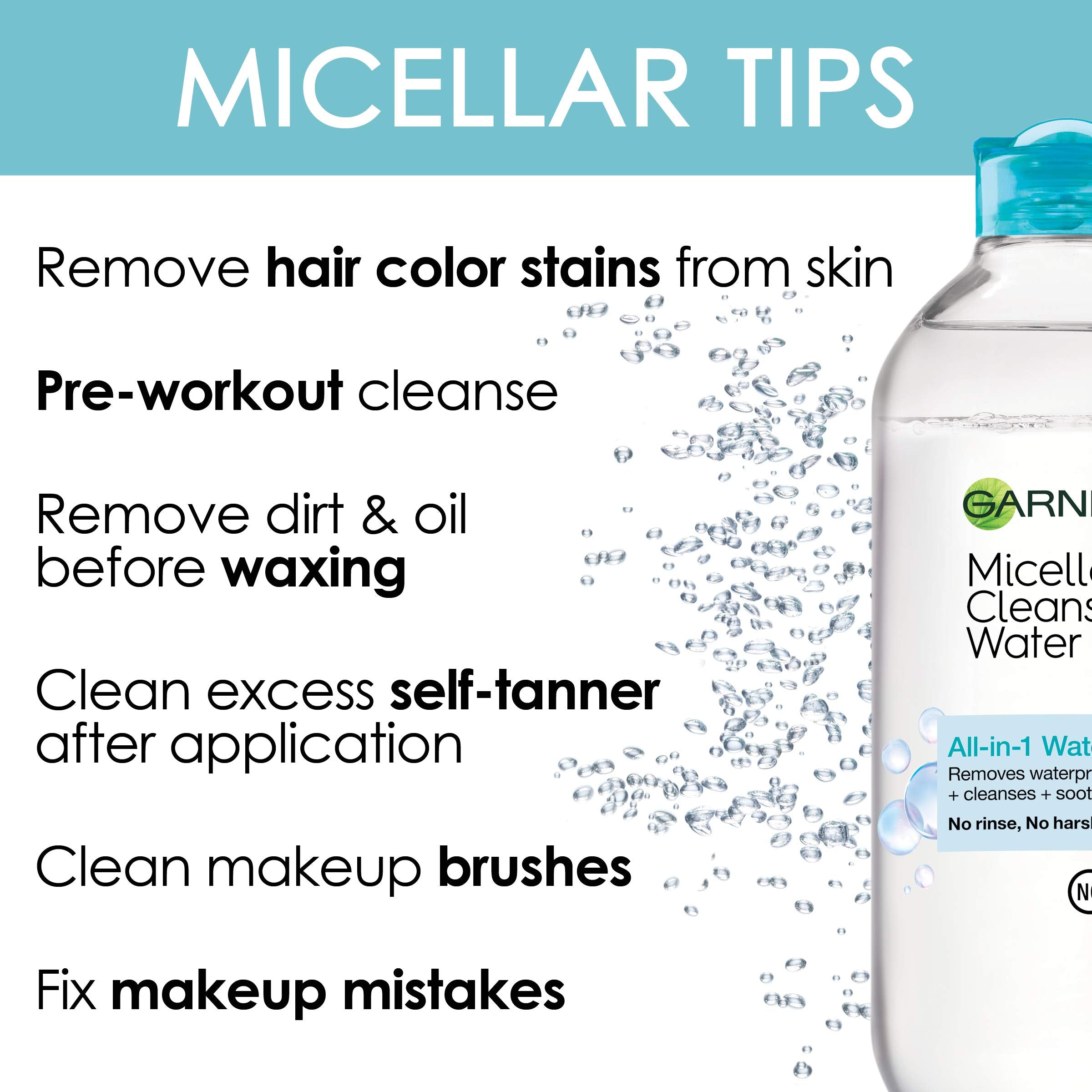 Garnier Micellar Water for Waterproof Makeup, Hydrating Facial Cleanser & Makeup Remover, Suitable for Sensitive Skin, Vegan, Cruelty Free, 13.5 Fl Oz (400mL), 2 Count
